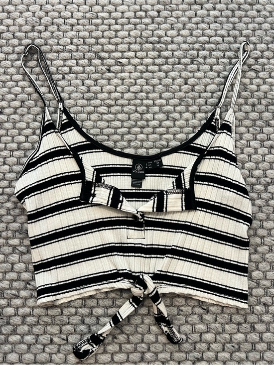 Volcom Tops - Volcom Black & White Striped Tie-Front Ribbed Cami